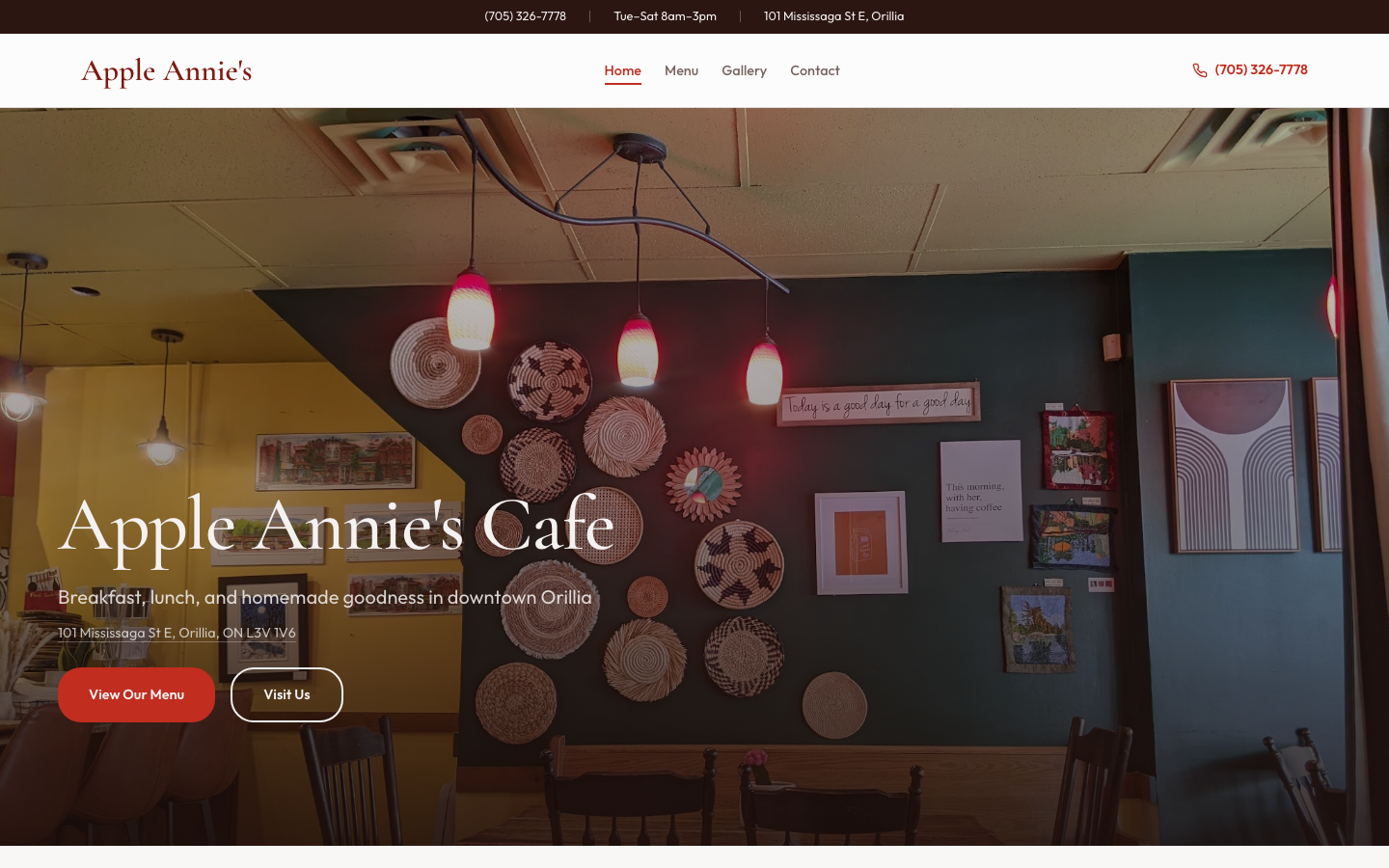 Apple Annies Cafe website screenshot
