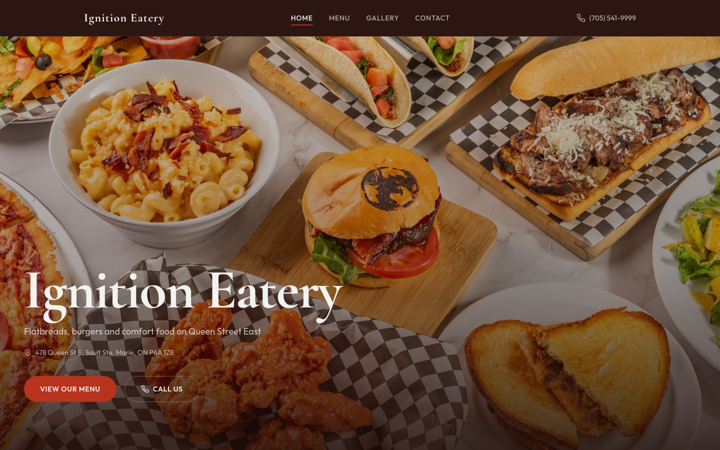 Ignition Eatery website screenshot