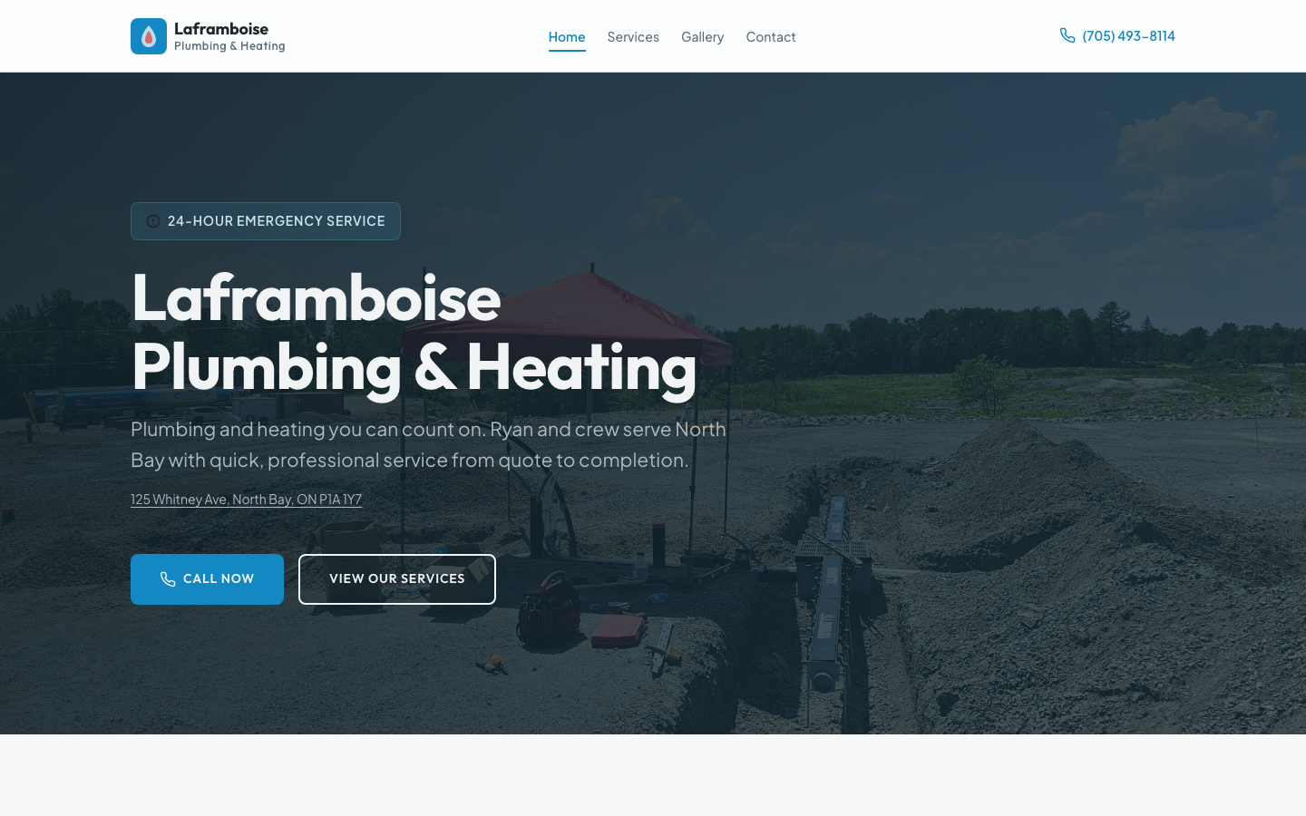 Laframboise Plumbing and Heating website screenshot