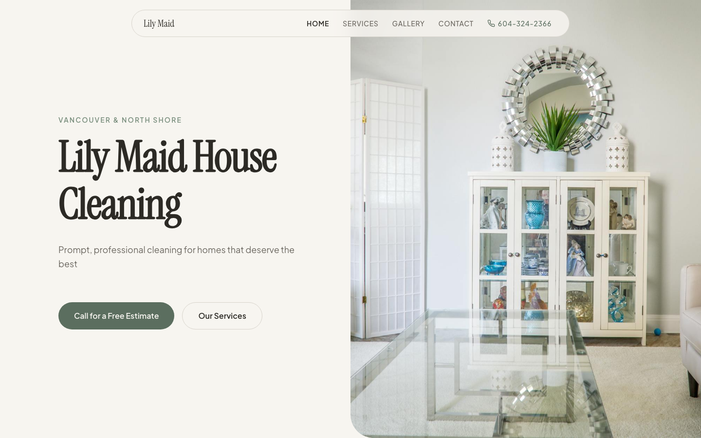 Lily Maid House Cleaning website screenshot