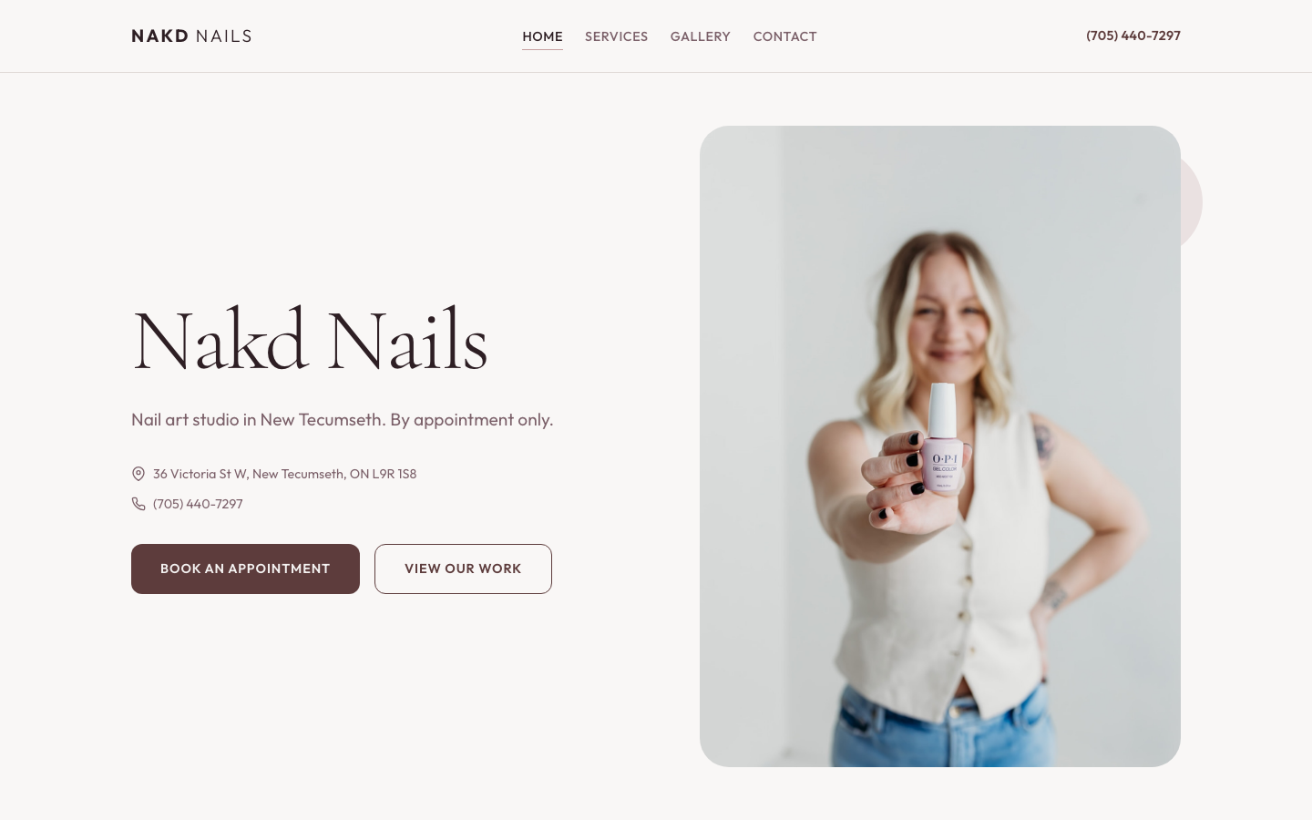 Nakd Nails website screenshot