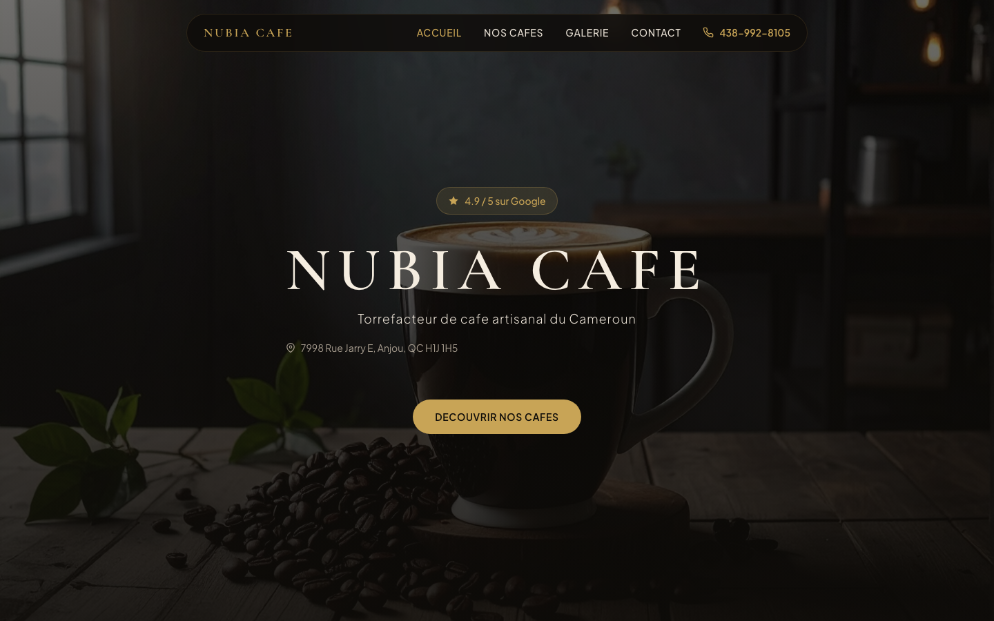 Nubia Cafe website screenshot
