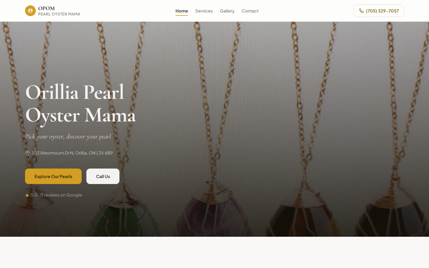 Orillia Pearl Oyster Mama website screenshot