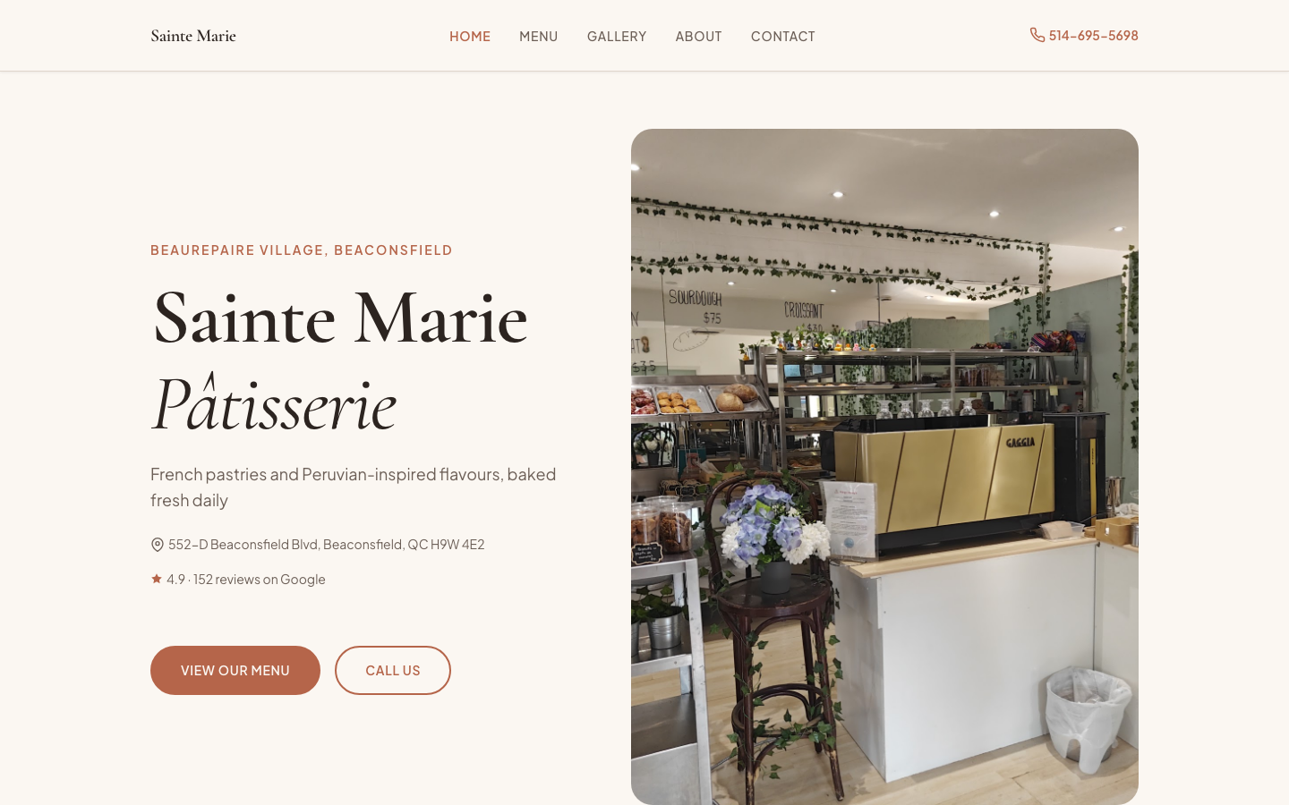 Sainte Marie Patisserie website screenshot